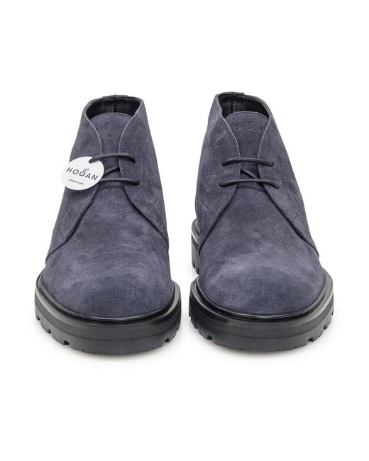 Hogan Blue Lace-Up Boots for men