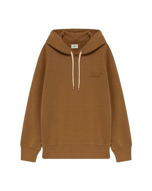 Autry Hoodies & Sweatvesten ,Bruin ,Katoen Hazelnoot Fleece Katoenen Hoodie in het Brown