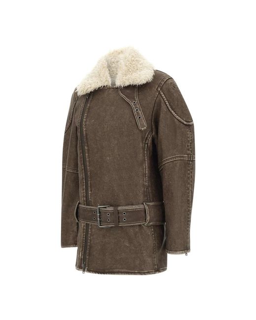 DIESEL Brown Faux Fur & Shearling Jackets