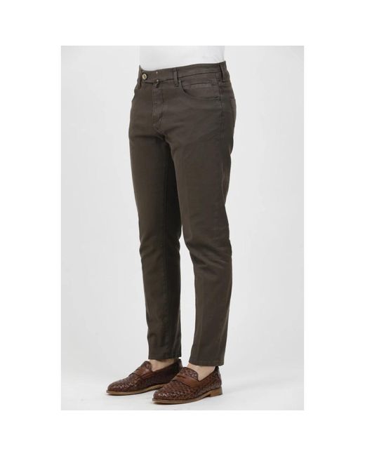 Incotex Broeken ,Bruin ,Katoen Stretch Fabric Five-Pocket Chino's in het Gray voor heren