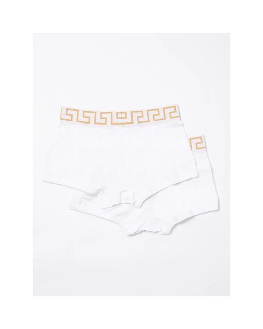 Versace Ondergoed ,Wit ,Katoen Luxe Katoenen Trunks Met Griekse Sleutel in het White voor heren