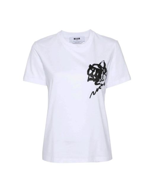 MSGM Tops ,Wit ,T-Shirts En Polo's in het White