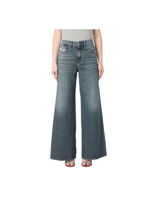 DIESEL Blue Zerrissene Straight-Leg Jeans