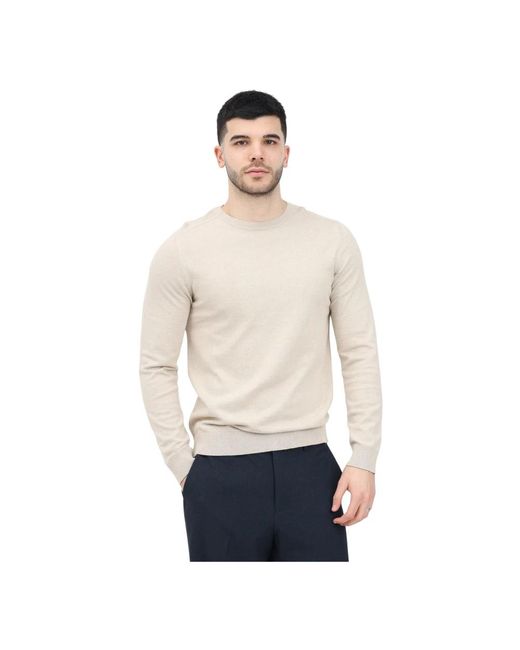 SELECTED Beiger rundhalspullover mode in White für Herren