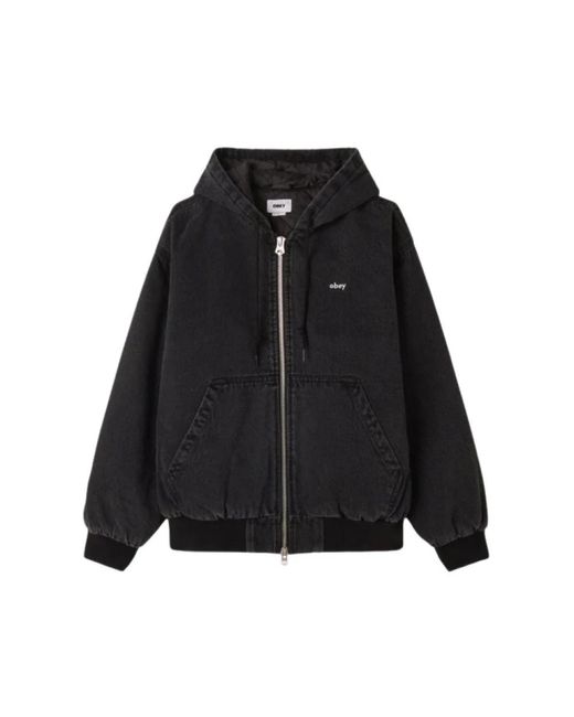 Zip-Throughs di Obey in Black da Uomo