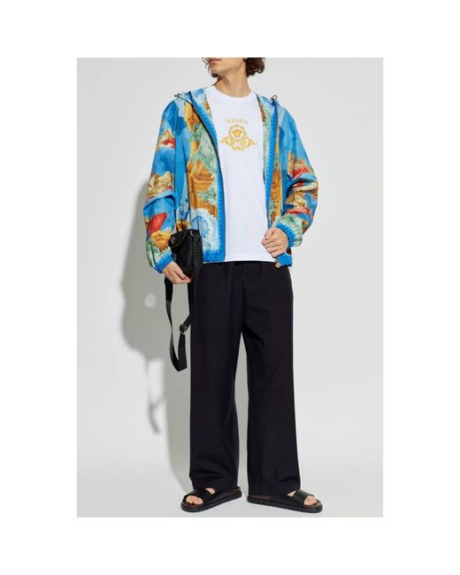 Versace Tops ,Wit ,Katoen Gedrukte Slim T-Shirt Van Katoenjersey in het White voor heren