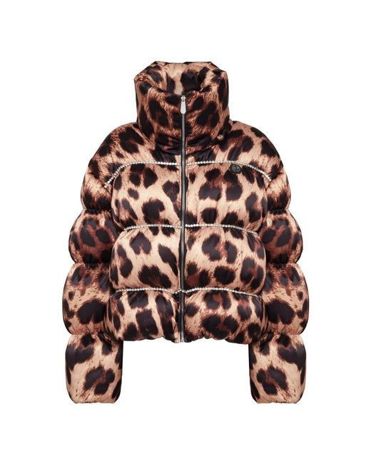 Philipp Plein Donsjack Leopard in het Brown