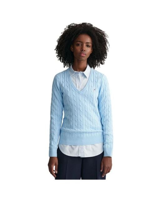 Gant Blue V-Neck Knitwear