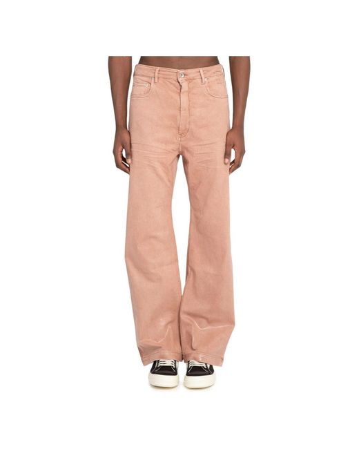Jeans in denim cerato di Rick Owens in Pink da Uomo