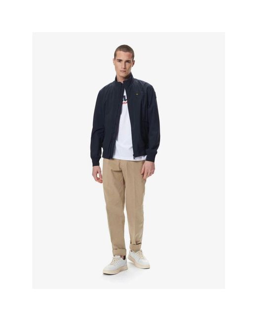 Blauer Monochrome Leichte Neopren Bomberjacke in Blue für Herren