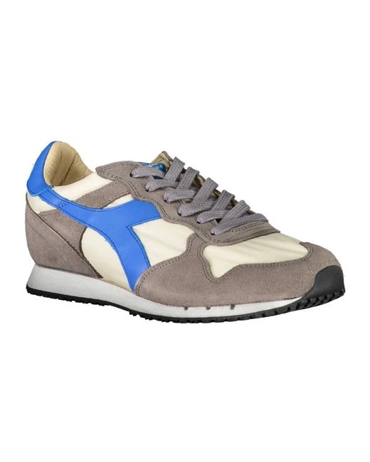 Diadora Blue Sportliche schnürschuhe grau kontrastdetails