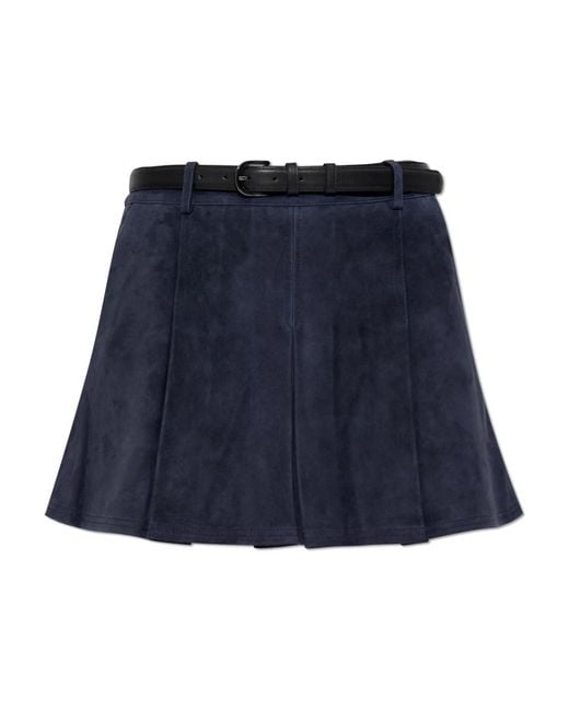 Self-Portrait Blue Leather Skirts