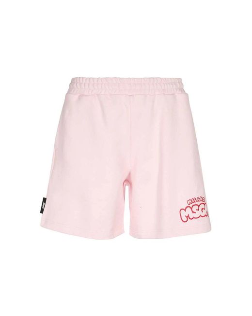 MSGM Korte Broeken ,Roze ,Katoen Katoenen Bermuda Shorts Elastische Tailleband in het Pink voor heren