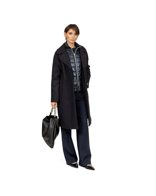 Herno Jassen ,Blauw ,Wol Blauwe Wollen Jas Met Verwijderbare Puffer in het Black
