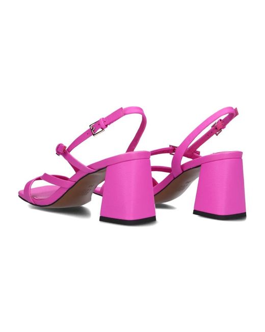 Bibi Lou Pink Rosa sandale mit eckiger spitze,schwarze sandale mit eckiger zehenpartie und riemen