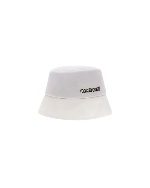 Roberto Cavalli White Logo Eimer Hut Twill Stoff