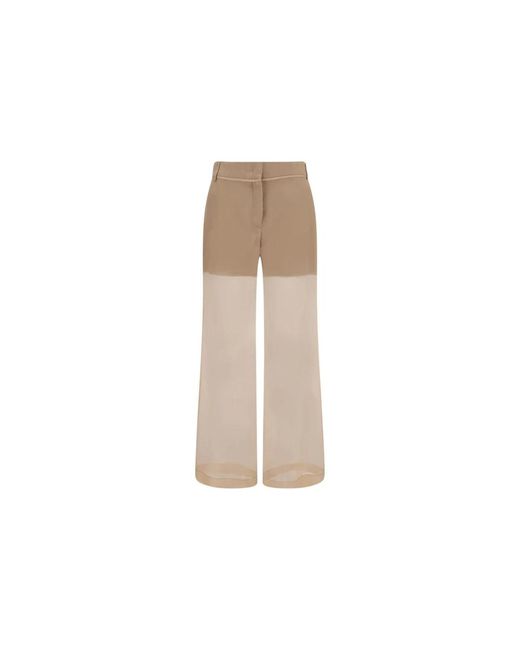 Pinko Natural Weite Hose Mit Transparenten Einsätzen