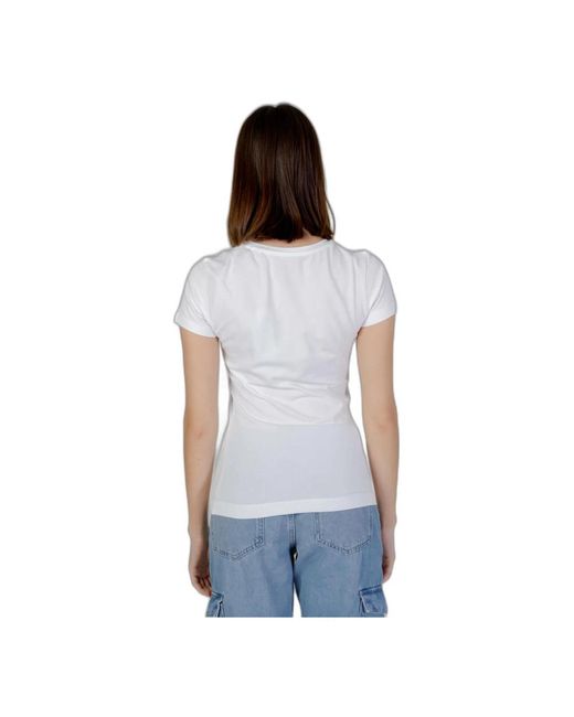 Guess Geprint T-Shirt Met Korte Mouwen En Ronde Hals in het Blue