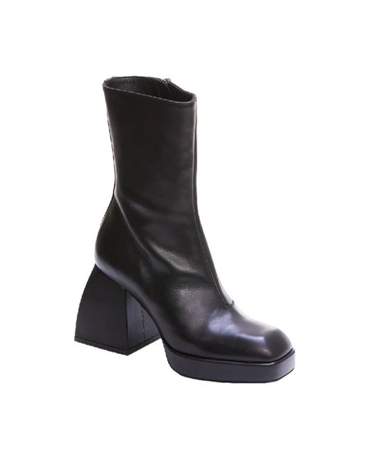 NODALETO Black Heeled Boots