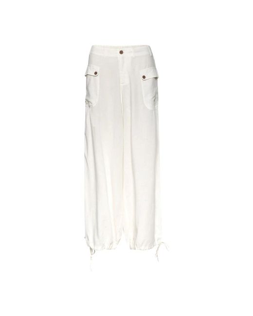 Pantalones blancos con cintura elástica Cream de color White
