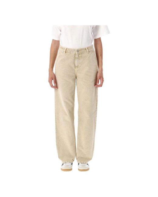 Straight Trousers Carhartt de color Natural