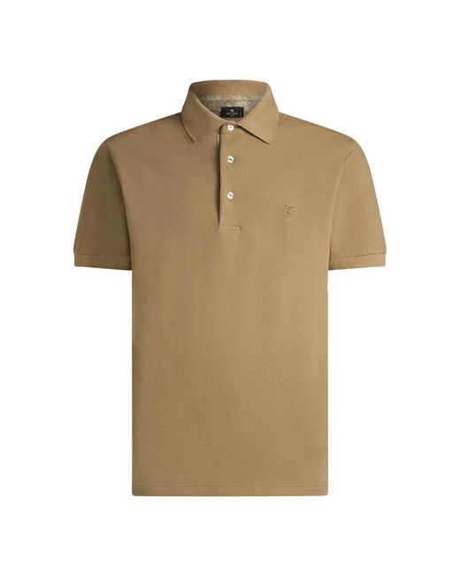 Etro Tops ,Bruin ,Katoen Polo Shirt Met Bloemenprint in het Natural voor heren