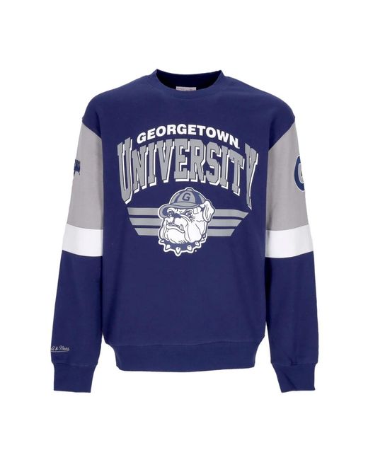 Mitchell & Ness Hoodies & Sweatvesten ,Veelkleurig ,Katoen Georgetown Hoyas Crewneck Sweatshirt in het Blue voor heren