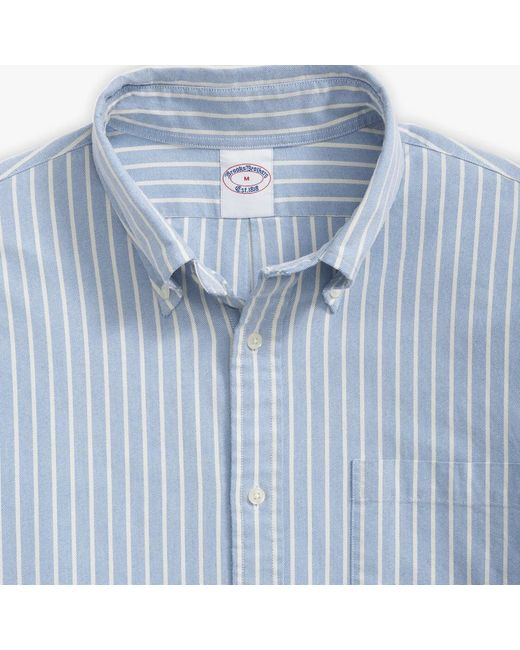 Brooks Brothers Blaues gestreiftes regular fit oxford hemd mit polo button down kragen in Blue für Herren