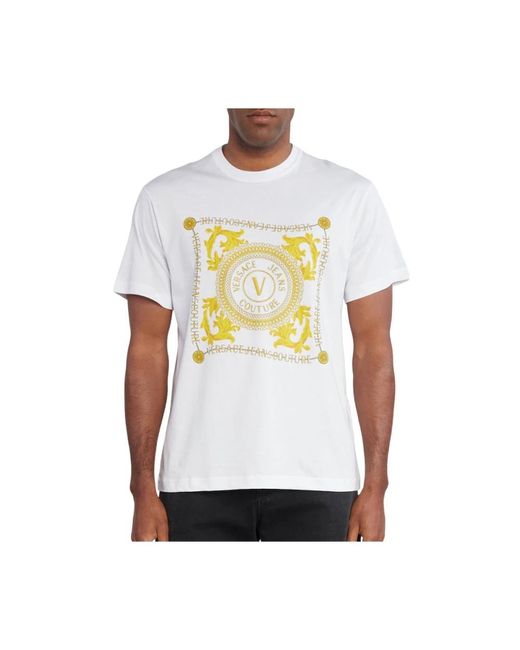 Versace Barock logo weißes bio-baumwoll-t-shirt in White für Herren