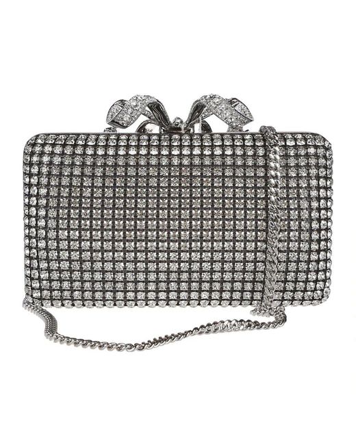 Self-Portrait Metallic Kristall box clutch bag
