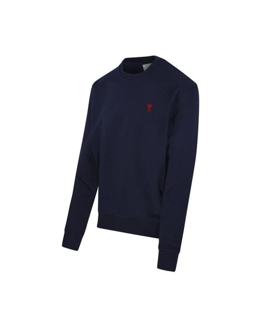 AMI Hoodies & Sweatvesten ,Blauw ,Katoen Ami De Coeur Sweatshirt in het Blue voor heren