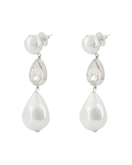 Self-Portrait Earrings in het White