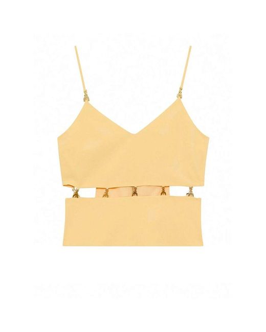 Patrizia Pepe Yellow Modernes Sinnliches Orangenes Top Mit Fly-Applikationen