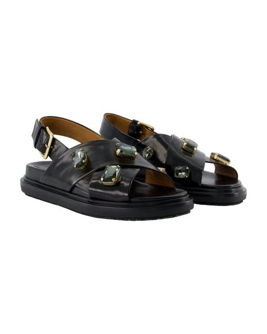Marni Black Flat Sandals