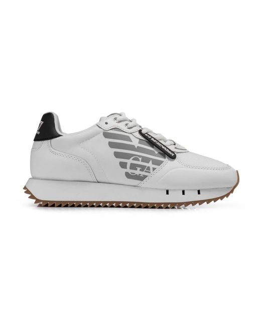 EA7 Schoenen ,Wit ,Leer Witte Leren Sneakers in het Gray voor heren