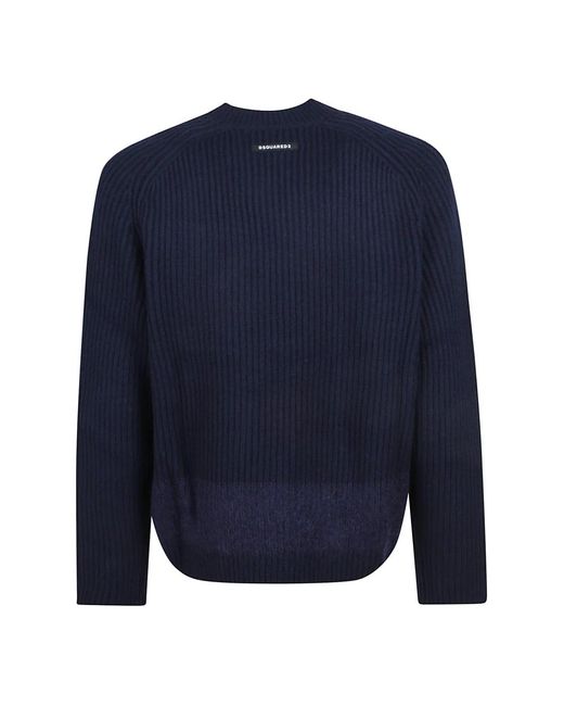 DSquared² Blue Round-Neck Knitwear for men