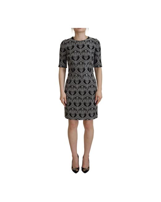 Abito grigio e nero con dettagli logo di Dolce & Gabbana in Black