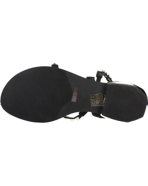 CafeNoir Black Asymmetrische flache sandalen