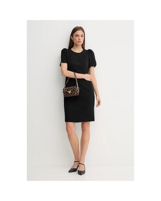 DKNY Puff-Sleeve Button Mini Jurk in het Black