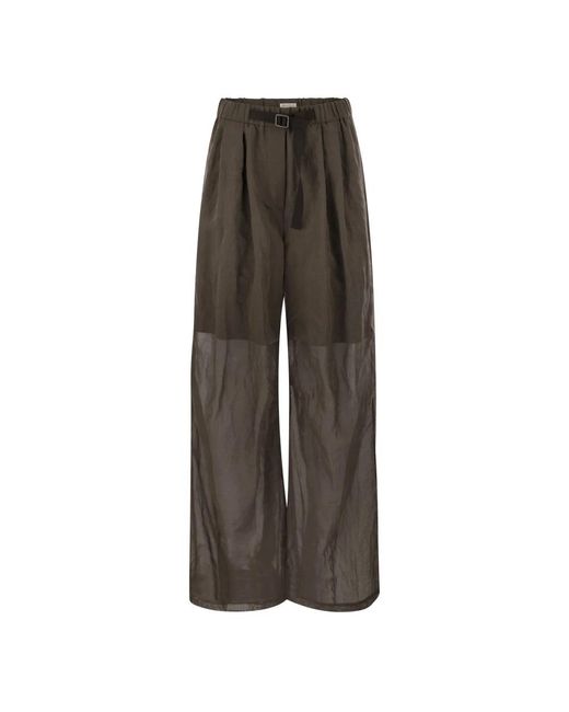 Pantaloni ergonomici in cotone e organza di Brunello Cucinelli in Brown
