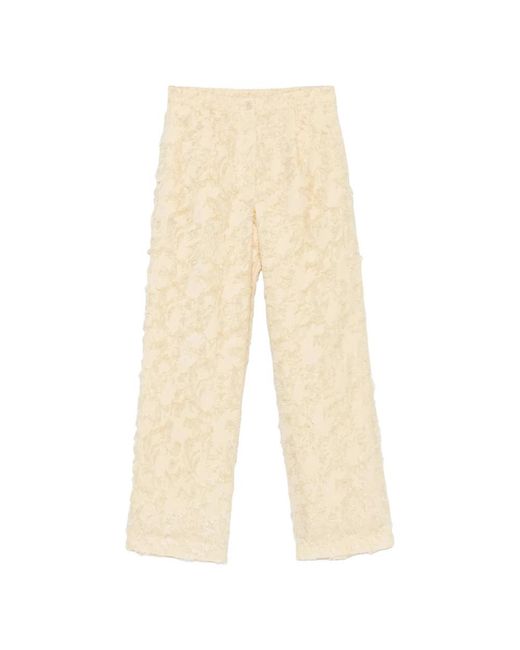 Samsøe & Samsøe Broeken ,Stoffige Gele Satove Broek in het Natural