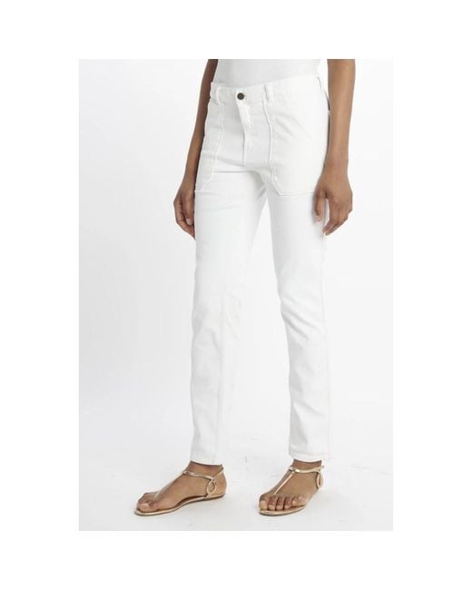 Ba&sh White Slim-Fit Trousers