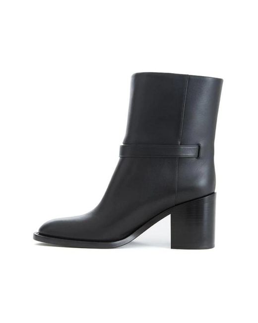 Burberry Gray Schwarze Lederstiefel Mit Schnalle