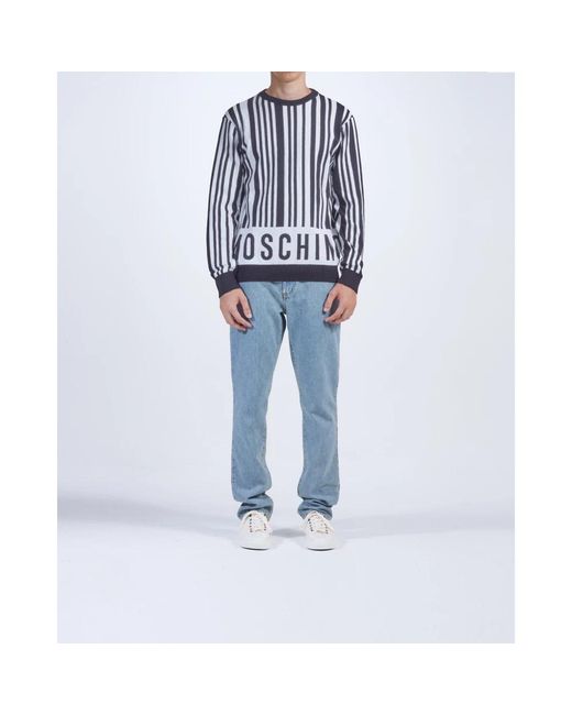 Moschino Blue Round-Neck Knitwear for men