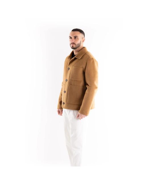 Paolo Pecora Jassen ,Bruin ,Wol Korte Jas in het Brown voor heren