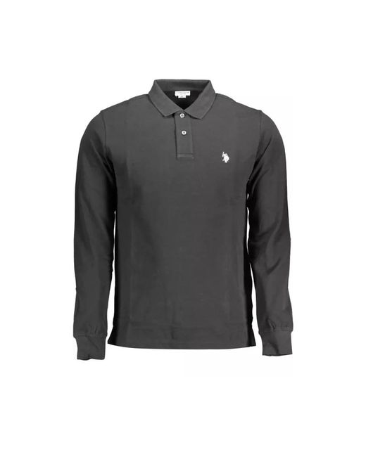 Polo shirt nero a maniche lunghe di U.S. POLO ASSN. in Gray da Uomo