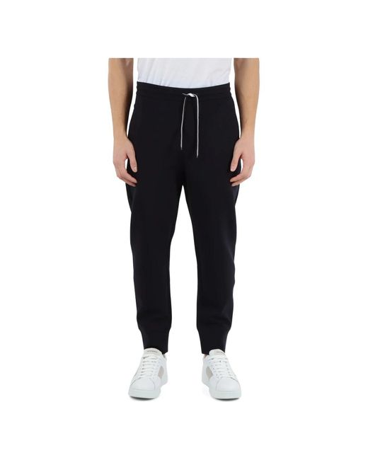Pantaloni sportivi essential in double jersey di misto cotone di Emporio Armani in Black da Uomo