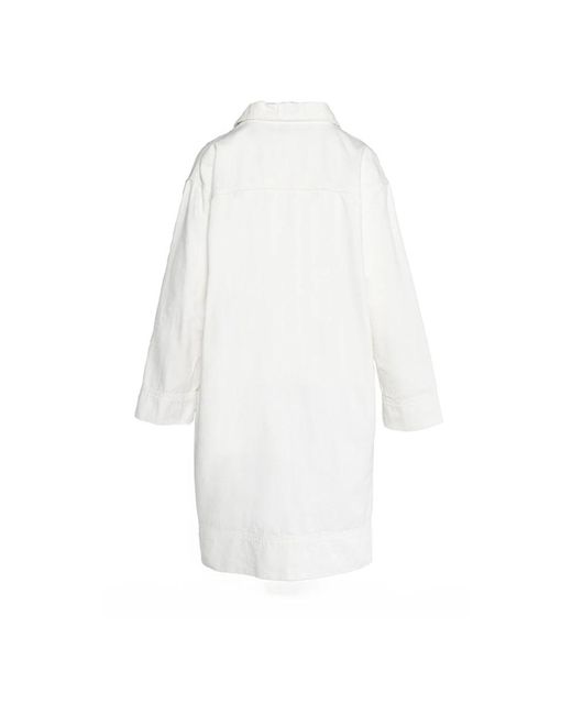 Hèst Kleedjes ,Wit ,Katoen Witte Popover Jurk Met Lange Mouwen in het White
