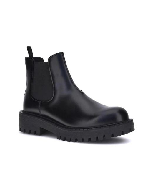 Prada Elegante Leder Chelsea Boots Mit Gummisohlen in Blue für Herren