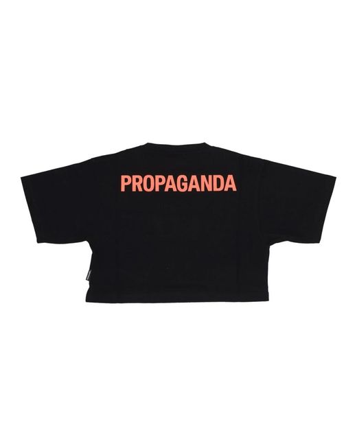 Propaganda Tops ,Zwart ,Katoen Zwart Logo Croptop Tee Vrouwen in het Black